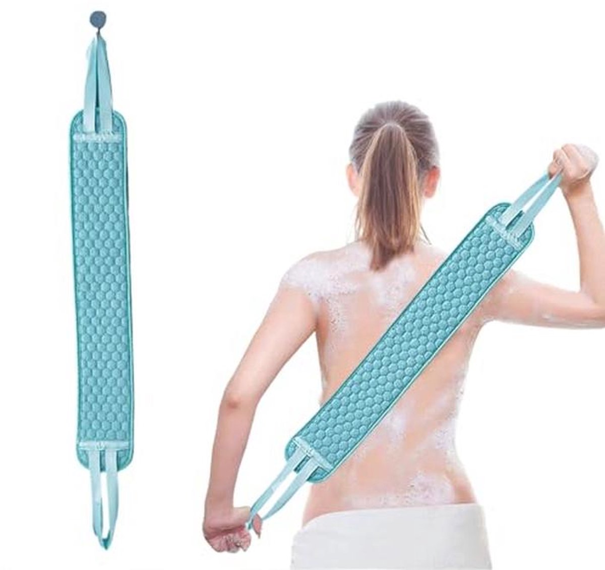 Lichaamsborstel voor Rugmassage en Peeling - 75 cm Lange Doucheborstel met 2 Handvatten