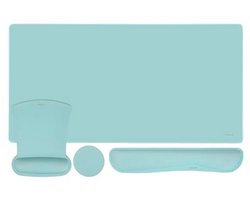 MOSISO Toetsenbord muismat set, grote gaming pad & toetsenbord polssteun & onderzetter, ergonomische antislip muismat en gemakkelijk typen kussen met traagschuim voor thuiskantoor, aquamarijn