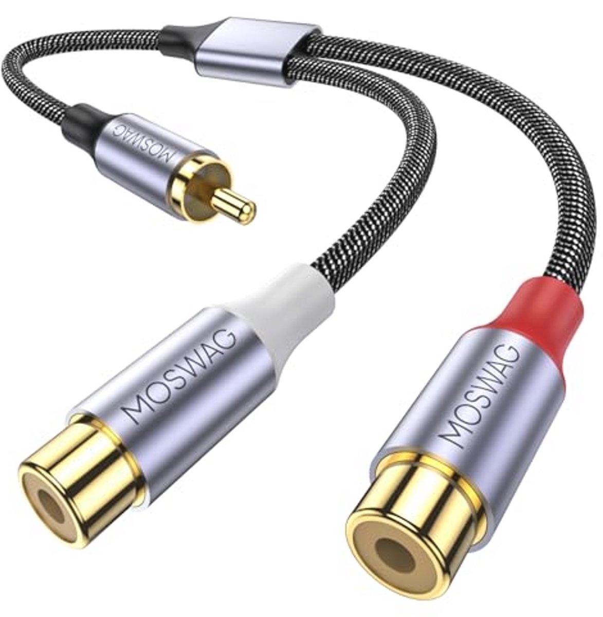 RCA Splitter Y Kabel 1 Mannelijk naar 2 Vrouwelijke Audiokabel 0.65ft