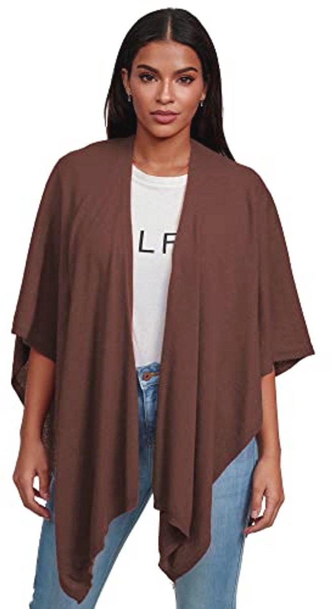 Dames poncho sjaal in kasjmiergevoel - gebreide cape voor vrouwen - XXL schouderdoek voor lente en herfst