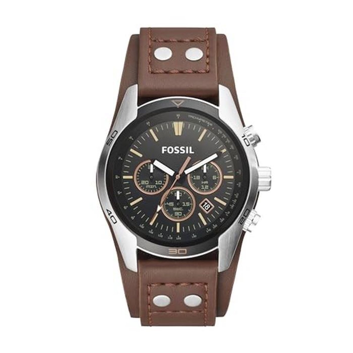 Bruin leren chronograph horloge