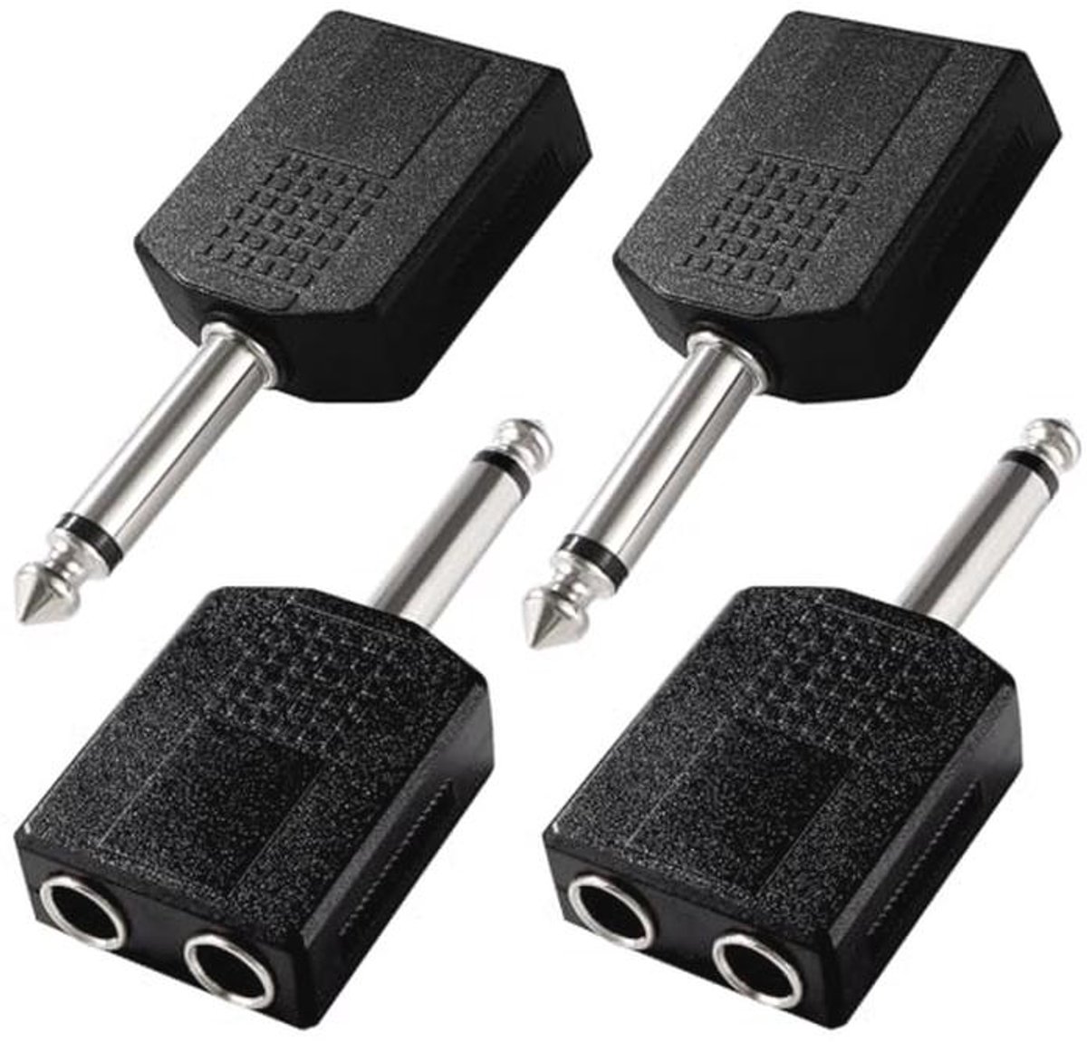 4 Stuks 6.35mm Jack Mono Audio Adapter Splitter - 6.35 mm naar 2x6.35 mm