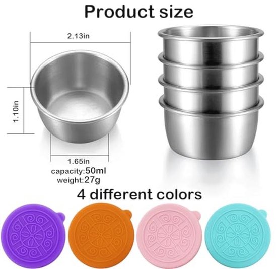 Mini Snackbox voor Kinderen - Roestvrijstalen Voedselcontainer - Herbruikbare Sauscontainer - Lekvrij 50 ml - Set van 4 van MINI — afbeelding 5