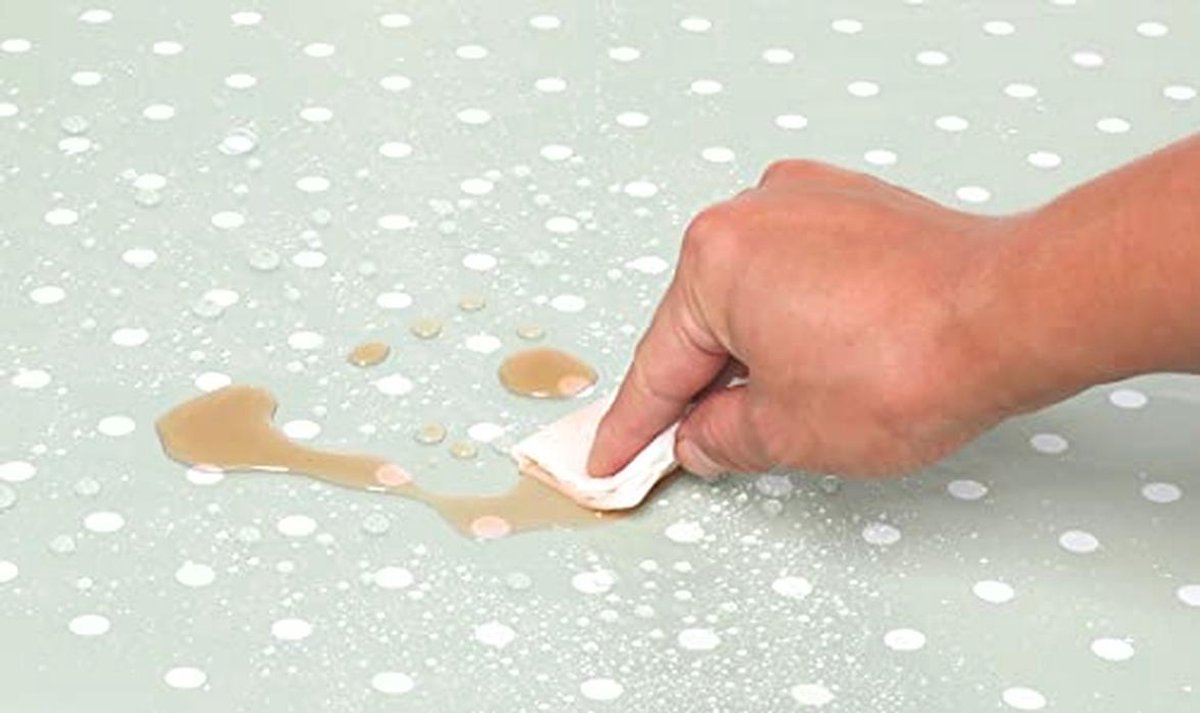 Rechthoekig PVC Tafelzeil 140cm x 240cm - Polka Dot Salie Groen