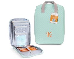 Kimberbell Tool Tote - Borduurtas voor quilten benodigdheden, borduurwerk organizer voor heldere blauwe tegels, oranje pop linialen en naaien benodigdheden, chique ambachtelijke reistas, ambachtelijke