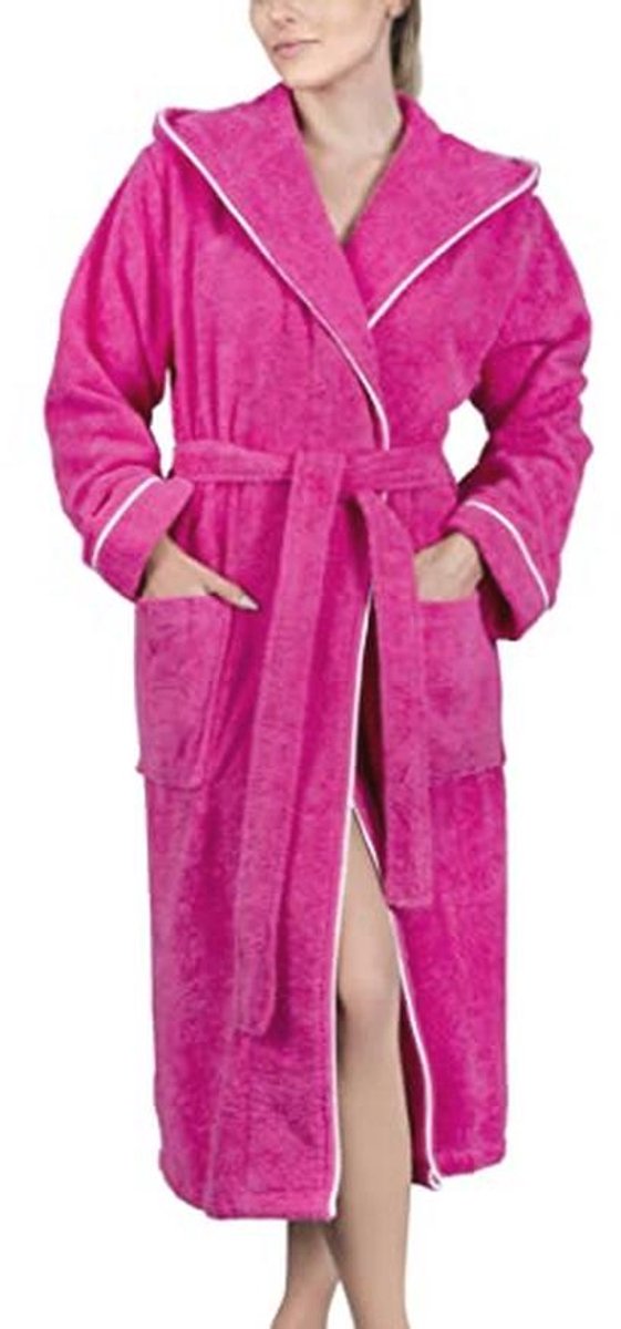 Dames Badjas - Badstof - Kap - Lang - 100% Katoen - Premium Kwaliteit - Maat S t/m 3XL