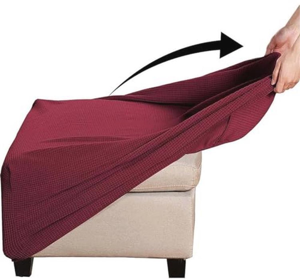 Stretch poefhoes voor voetenbank - wasbare antislip hoes (50x50cm)