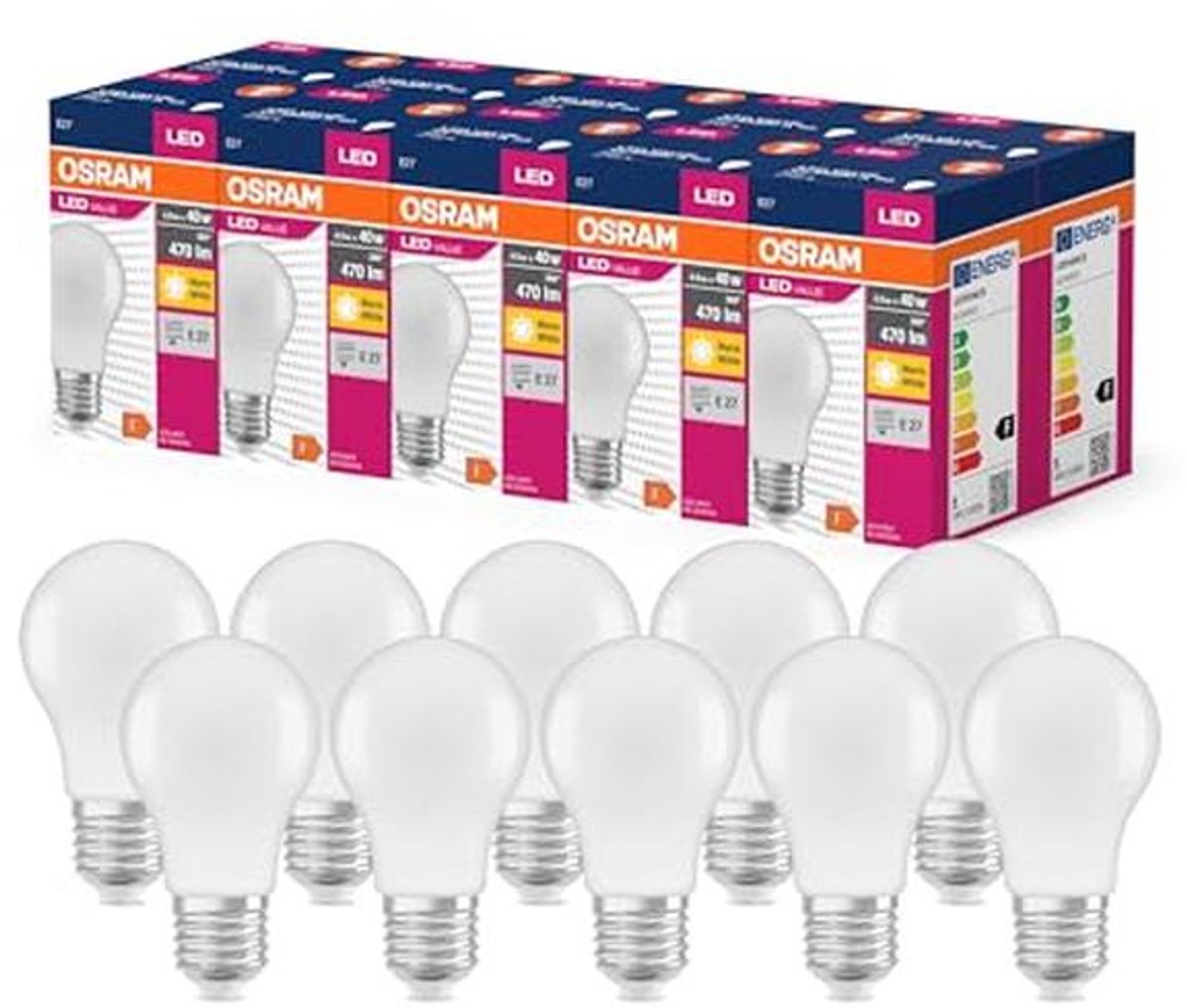 LED Lamp A40 E27, 470 Lumen, Warm Wit, Vervanging voor 40W Gloeilampen, Niet Dimmable, 10-Pack