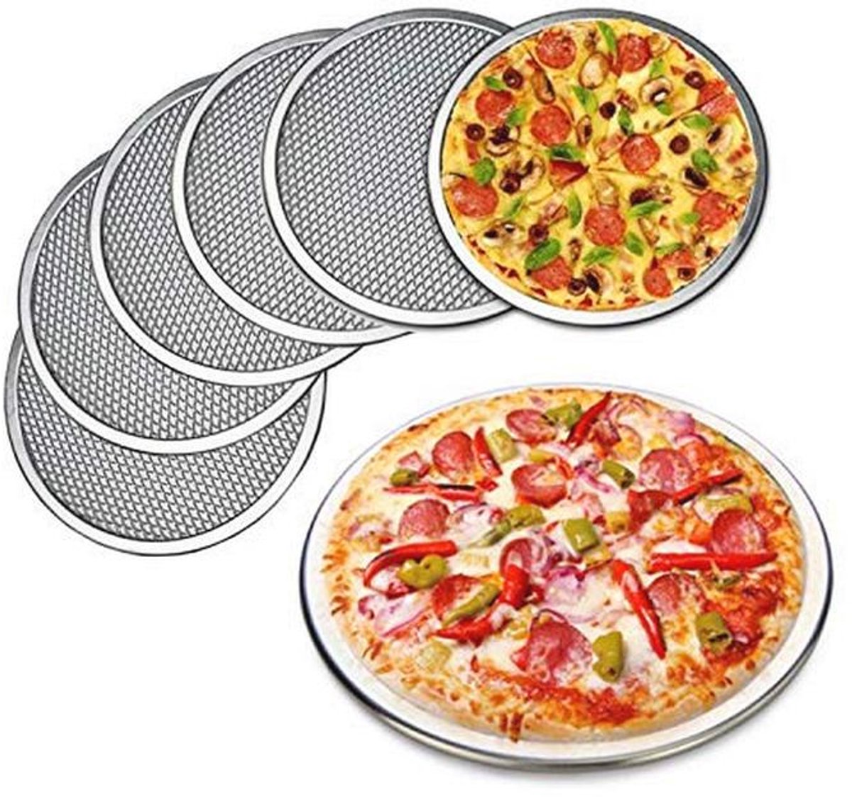 Ronde Pizzapannen met Gaten - Set van 6 - Ideaal voor Ovengebruik, 30,5 cm
