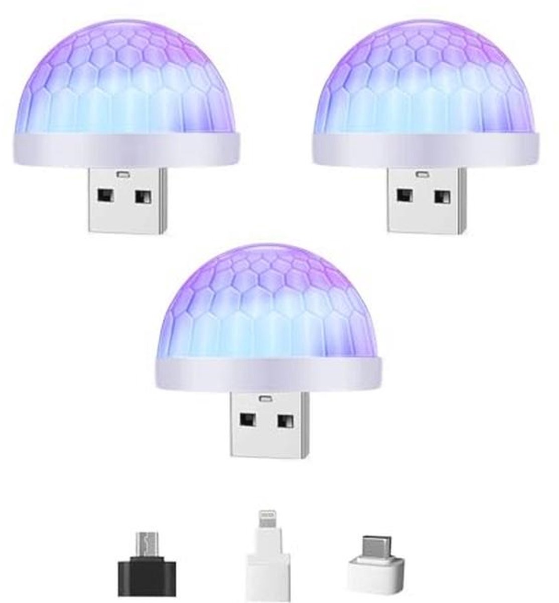 Mini USB Stroboscooplichten Set van 3 - Ideaal voor Feestjes en Karaoke
