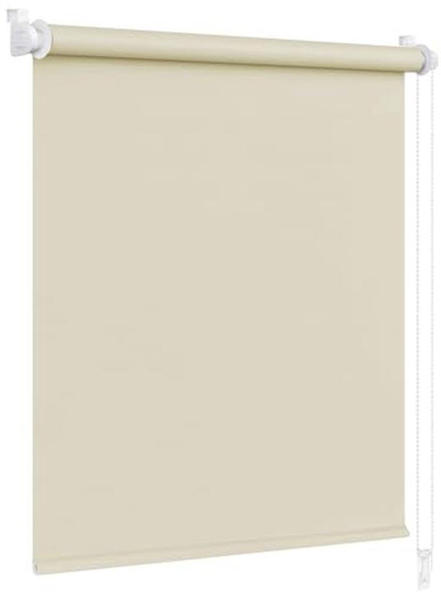 Verduisterend rolgordijn zonder boren - 70 x 230 cm, beige, kettingrolgordijn met zijdelin