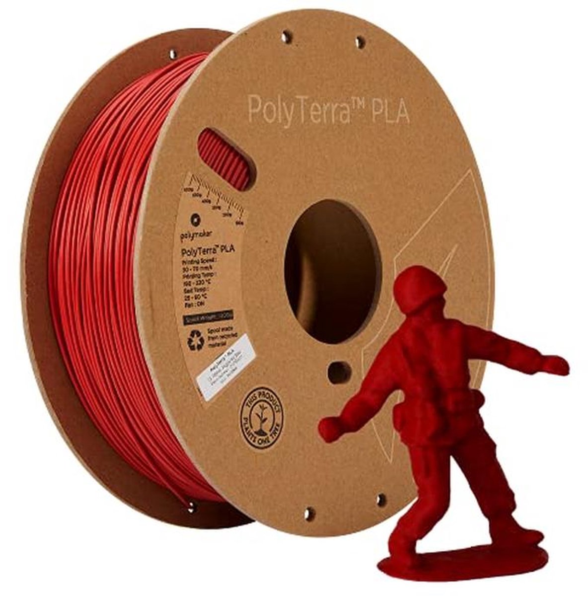 PolyTerra PLA Army Red Filament 1,75 mm - 1 kg