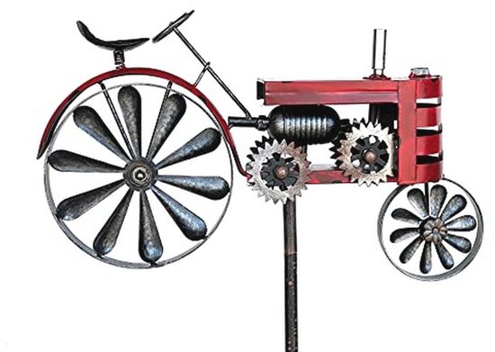 Tuinsteker metaal tractor XL 160 cm - Weerbestendige tuindecoratie met windspel van Merkloos	 — afbeelding 4