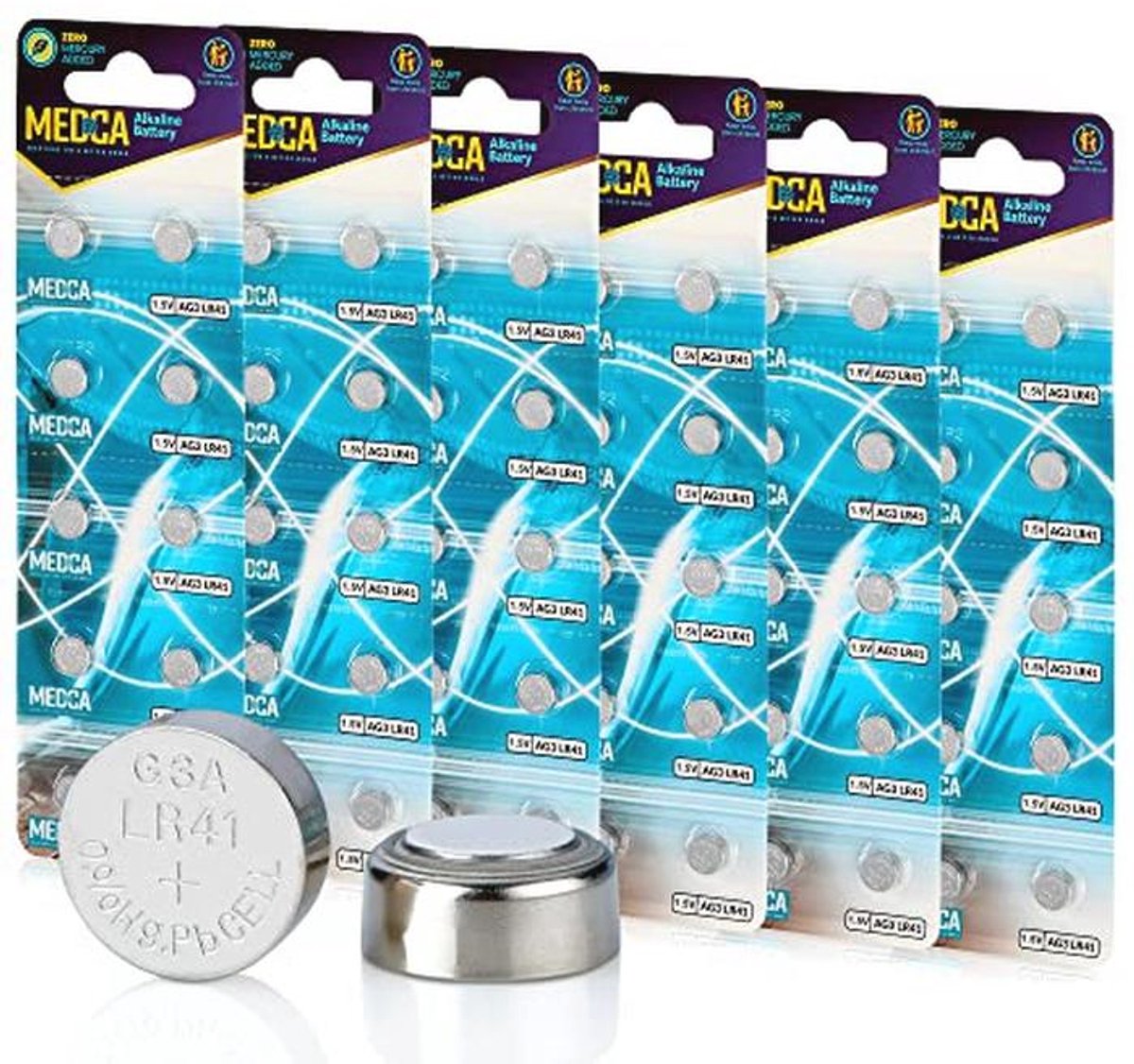 Alkaline Knoopcelbatterijen - LR41, 192, 92A, LR736, AG3 - 60 Stuks voor Gehoorapparaten, Versterkers, Klokken, Speelgoed en Afstandsbedieningen