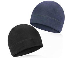 2 stuks fietsmuts onder helm, katoenen muts, fietsmuts, lichtgewicht muts, fietshelm onderkap, dunne muts voor mannen en vrouwen (marineblauw + zwart)