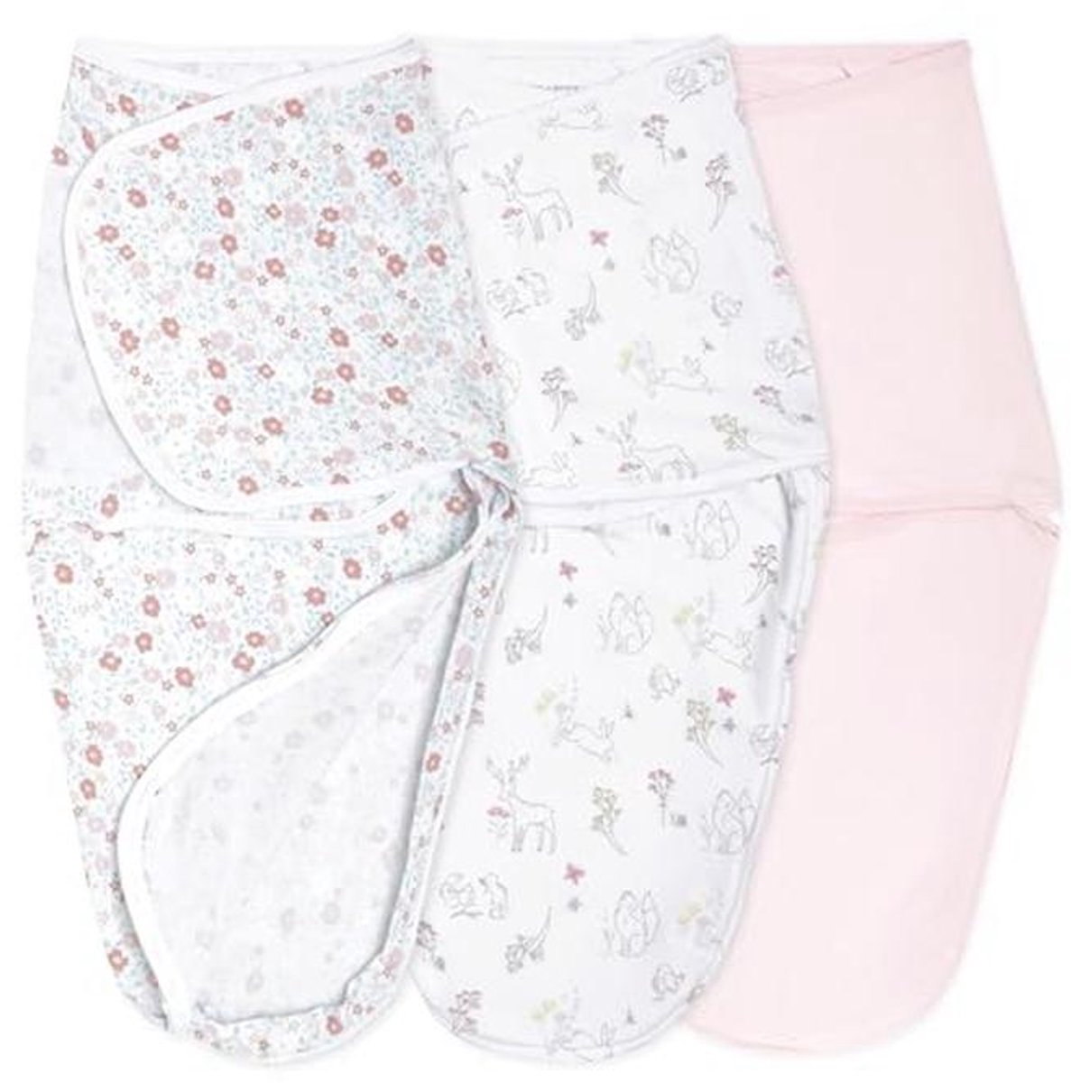 Easy Swaddle Wrap - Katoen Gebreide Baby Inbakeren Slaapzak voor Pasgeborenen (0-3 Maanden) - 3 Pack - Sprookjesbloemen