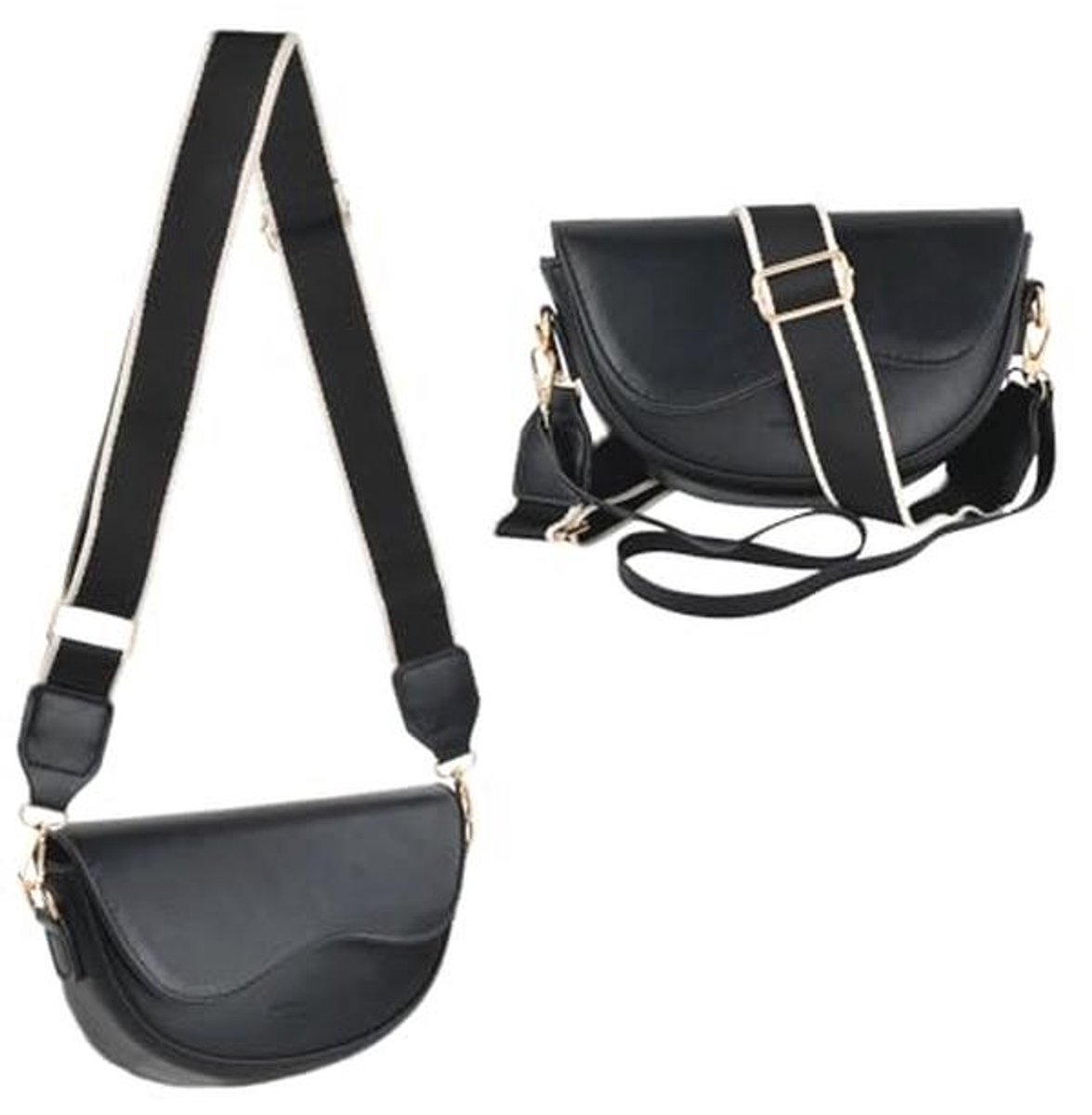 Dames Schoudertas Halve Maantas van PU-leer, Verstelbare Crossbody Tas