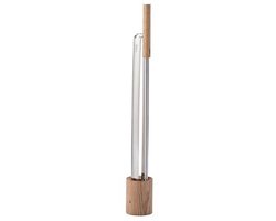 höfats - Fire tools - Set of 3 with fire tongs, poker hook incl. flame blower and wooden base - chimney cutlery, oven cutlery as an accessory for fire bowls, stove or wood stove - stainless