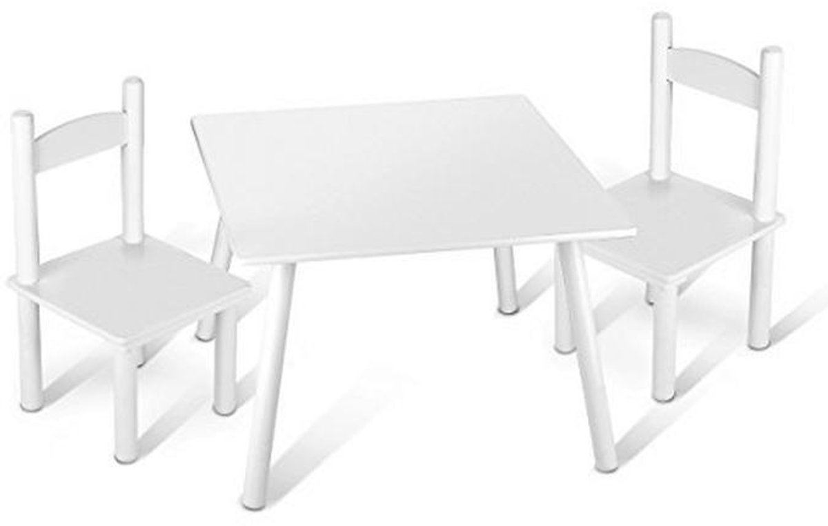 Houten kindertafel met 2 stoelen - Kindermeubelset 60x60x42 cm