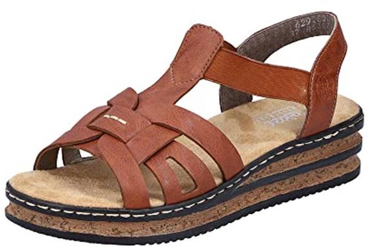 Dames Wedge Sandalen met Elastische Band en E 1/2 Pasvorm