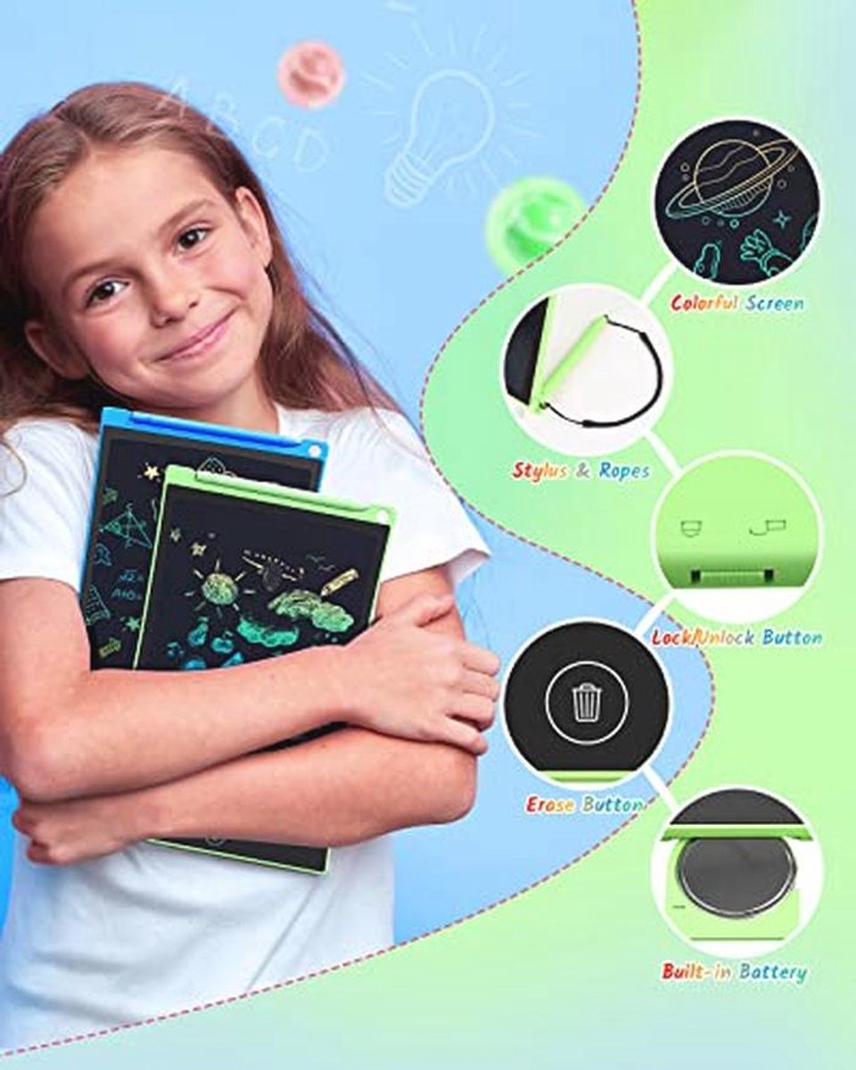 LCD schrijfbord set van 2, 8,5 inch tablet voor kinderen en volwassenen, herbruikbaar en uitwisbaar schrijfblok — cadeau in Gadgets - foto 6