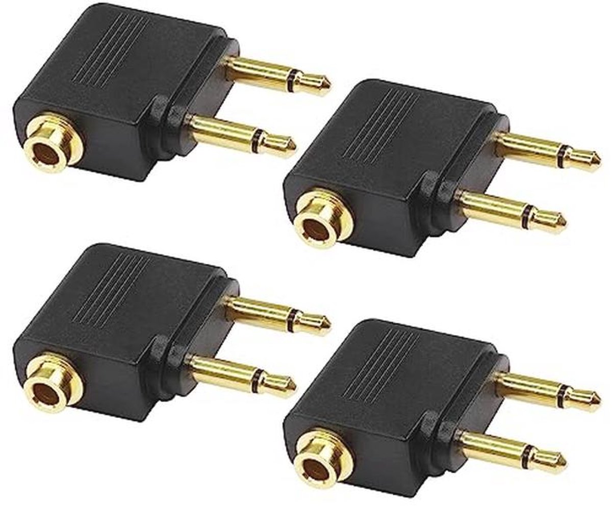 Vliegtuig Hoofdtelefoon Adapter - Dubbele 3,5 mm naar 3,5 mm - 4 Stuks