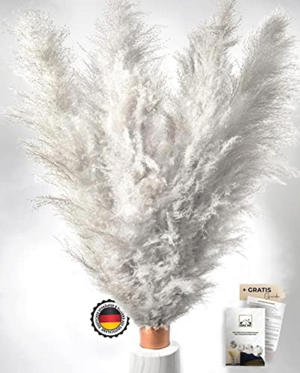 Dried Pampas Grass Decoration XXL - Pack of 10 - Fluffy Dried Flowers for Home Decor - 115-120 cm Boho Style