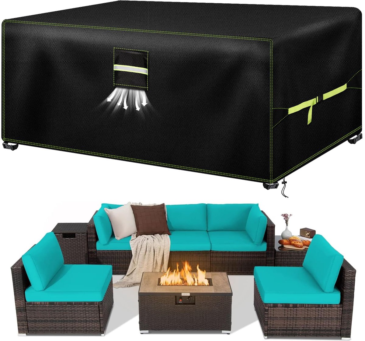 IMPERATORIS® Tuinmeubelhoes - Tuinmeubelcover Tuin eettafel - Buitenhoes - Waterdicht/Winddicht - 242x162x100cm