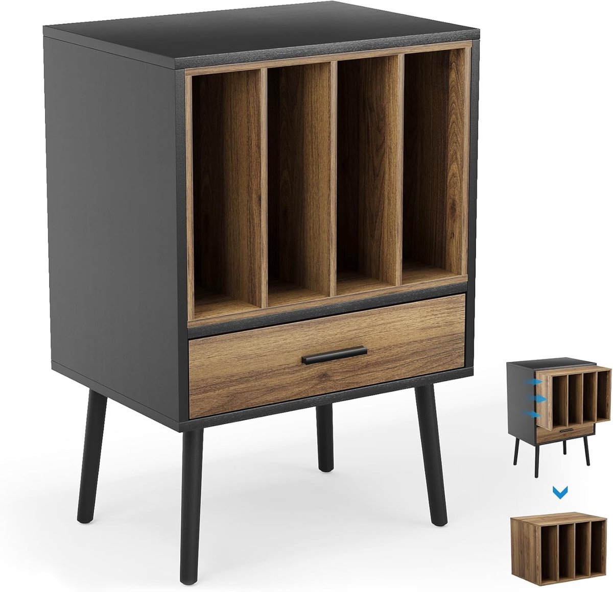 Platenspeler Meubel – Stand Platenspelerstandaard Met Vinyl Opbergsysteem - Bruin