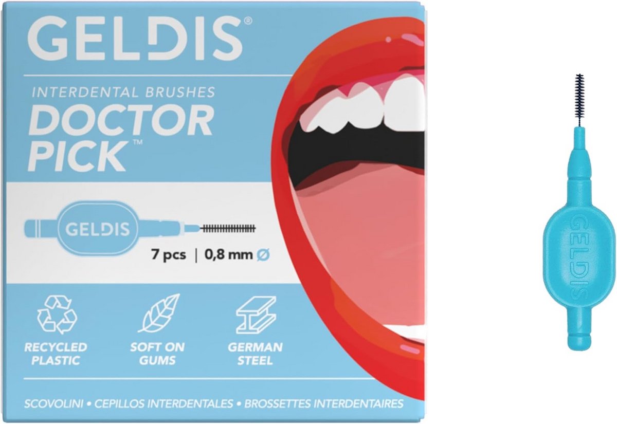 Interdentale Borstels voor Tussen de Tanden, 0.4 mm, Pack van 7 met Kap, voor Tandhygiëne en Tandsteenverwijdering