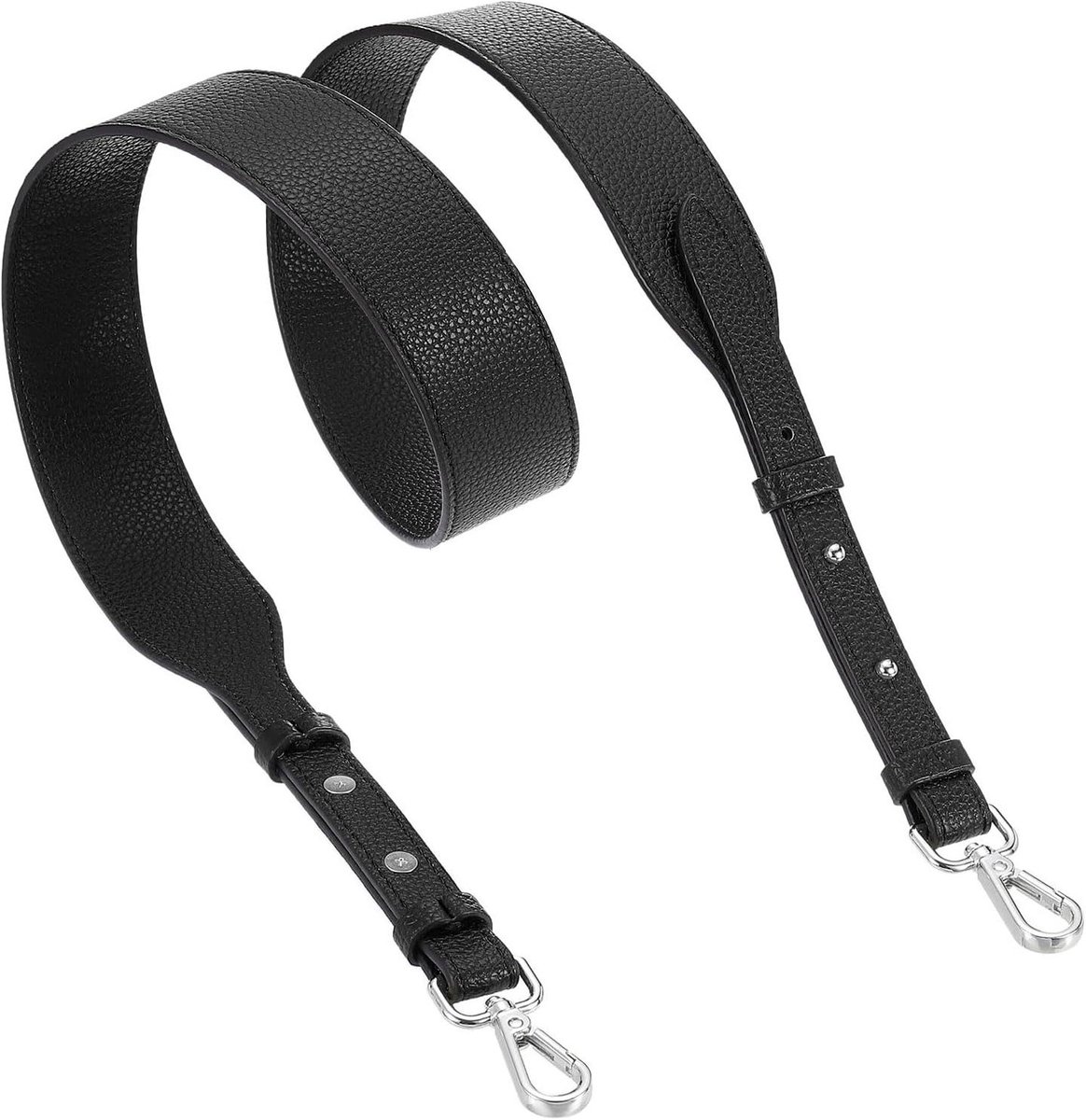 Ronte - Verstelbare Handtasriem van PU-leer 105-114,3 cm lang 3,8 cm breed Zwart Zilveren Sluiting.