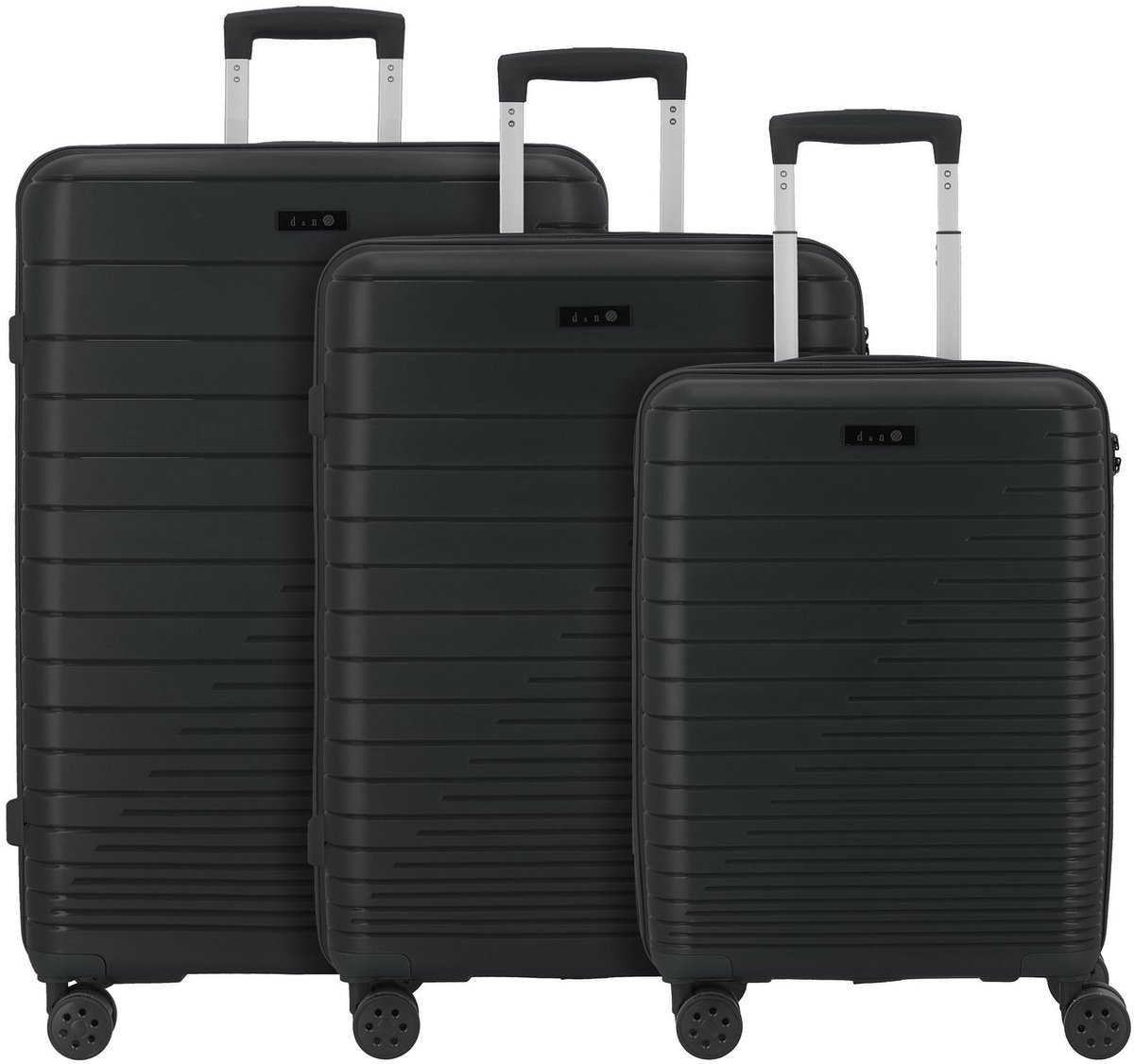 d & n Travel Line 4600 4 wielen Kofferset 3-delig - Harde bagage - TSA slot - black