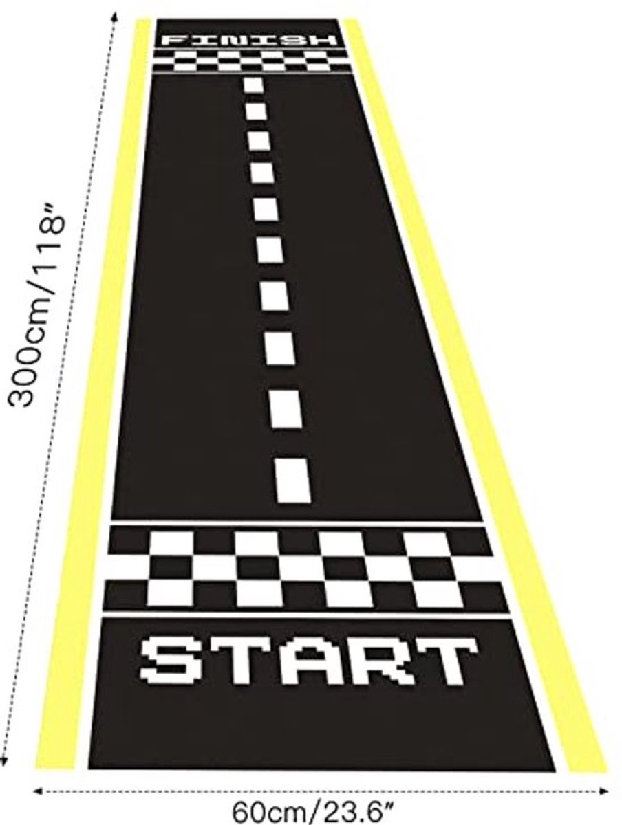 3m Lange Racetrack Vloermat - Polyester, Inzet voor Racethema Feest