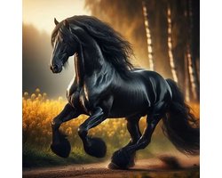 diamond painting fries glanzend paard in draf 30 x 30 cm