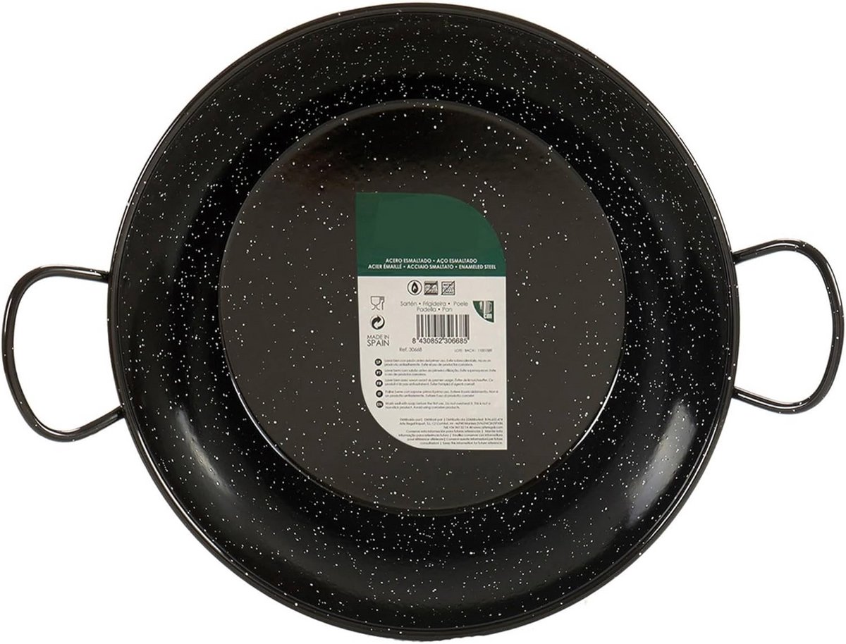 Diepe glazuur pan 28 cm met dikke bodem en handvatten - emaillestaal