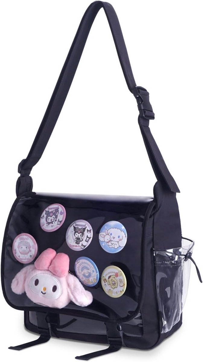 Ita tas met transparant kijkvenster en afdekking 28x30 cm - zwart