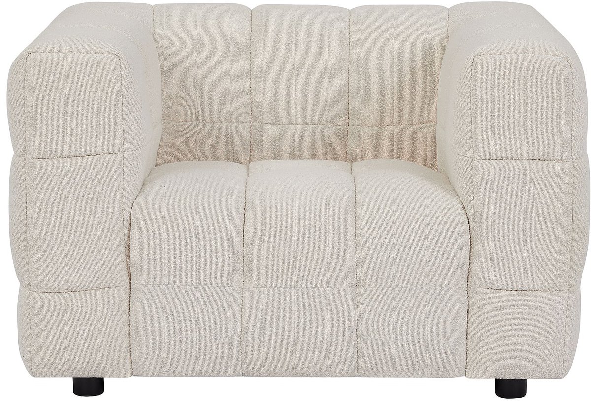 Vente-unique Fauteuil van ivoorwitte boucléstof LERICI van