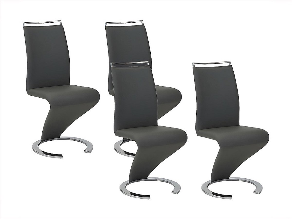 Vente-unique Set van 4 stoelen TWIZY - Zwart kunstleer