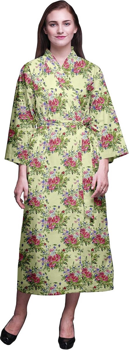 Bedrukte katoenen badjas voor meisjes en vrouwen, kimono-stijl, lange badjassen voor bruidsmeisjes