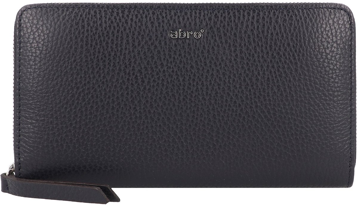 abro Leren Portemonnee Leather Adria Zip Wallet Navy Blauw