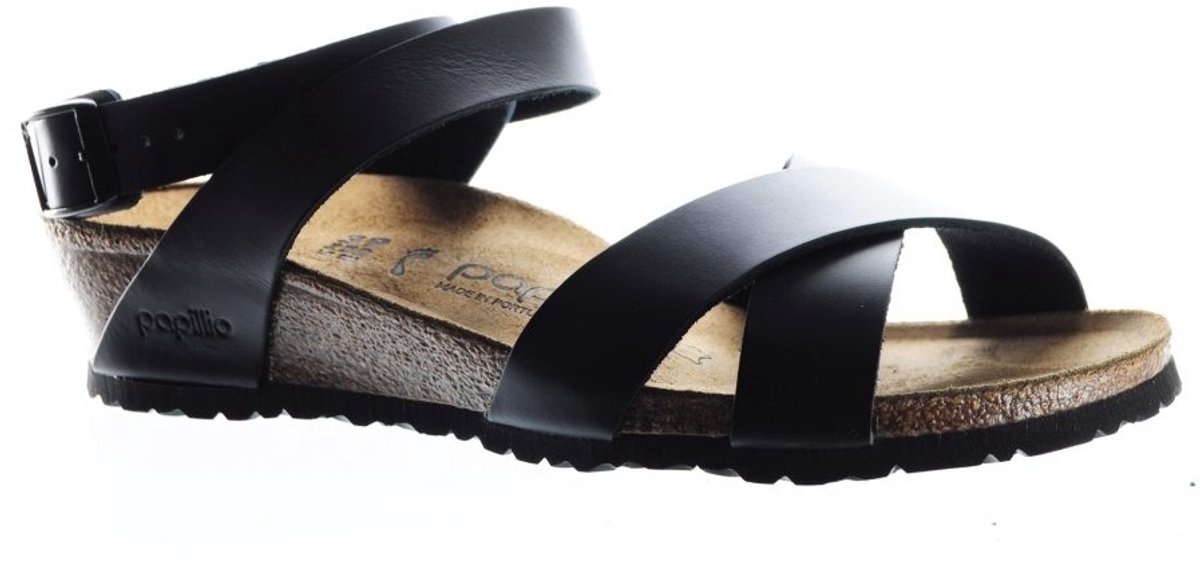 Birkenstock Papillio Lola Leder Sleehak Zwart