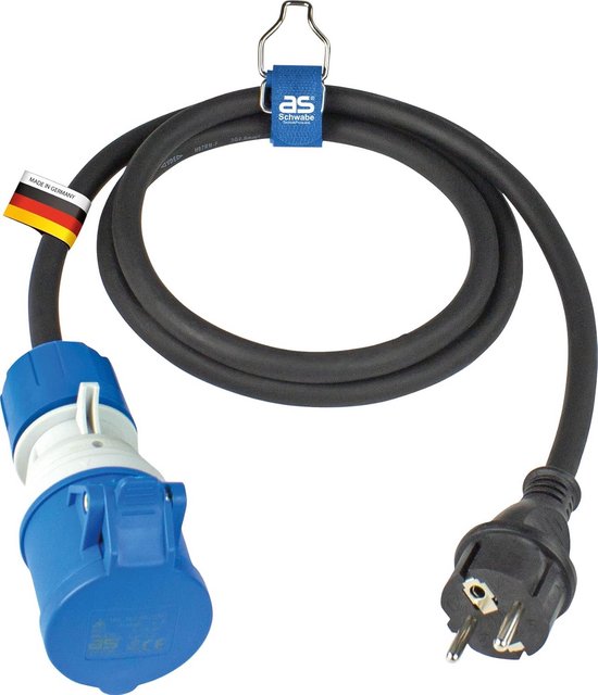 CEE Power Verlengkabel 16 A, IP44, Zwart - Robuuste Verlengkabel voor