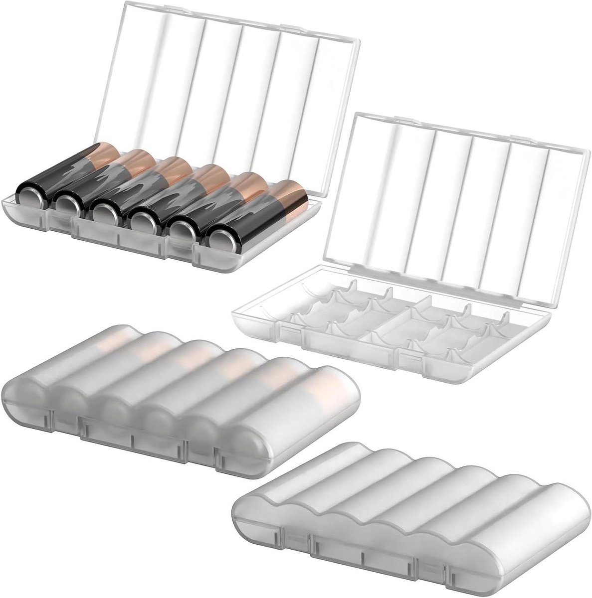 Ronte - Waterdichte Batterij Opbergtas voor 4 AA Batterijen, Draagbare Organizer voor 6 Batterijen, Compact Ontwerp voor Thuis, Camping, Elektronische Accessoires - Reisvriendelijk en Transparant.