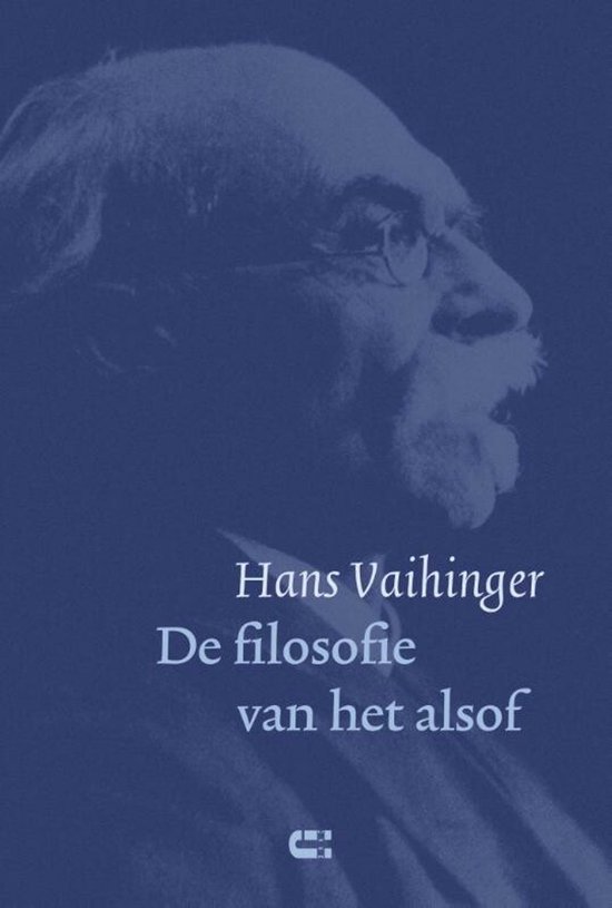 Portret van Hans Vaihinger op donkere achtergrond. Titel: De filosofie van het alsof.