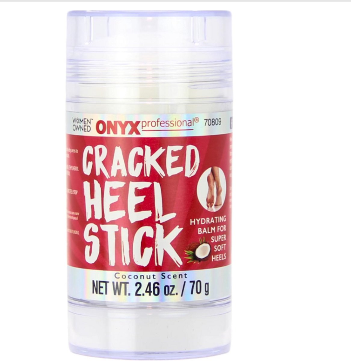 Onyx Professional Cracked Heel Repair Balm Stick voor Behandeling van Droge en Gebarsten Voeten, Kokosgeur, Vochtinbrengende Voetbalsem, Roll-on, Geen Gepruts, Hielbehandeling
