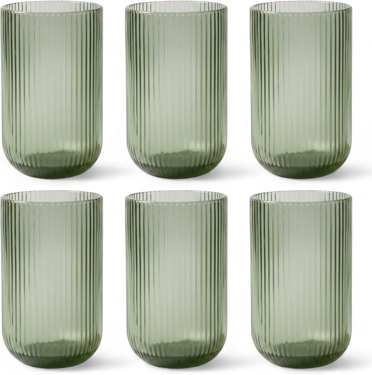 Set van 6 Vintage 250 ml Wijnglazen met Geribbelde Afwerking