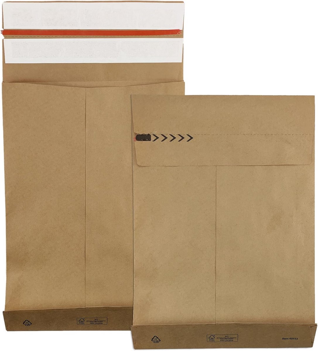 Vouw Enveloppen - Verzendzakken Papier - Goederen Verzenden - Twee Plakstroken - L 400x500x100mm - Bruin