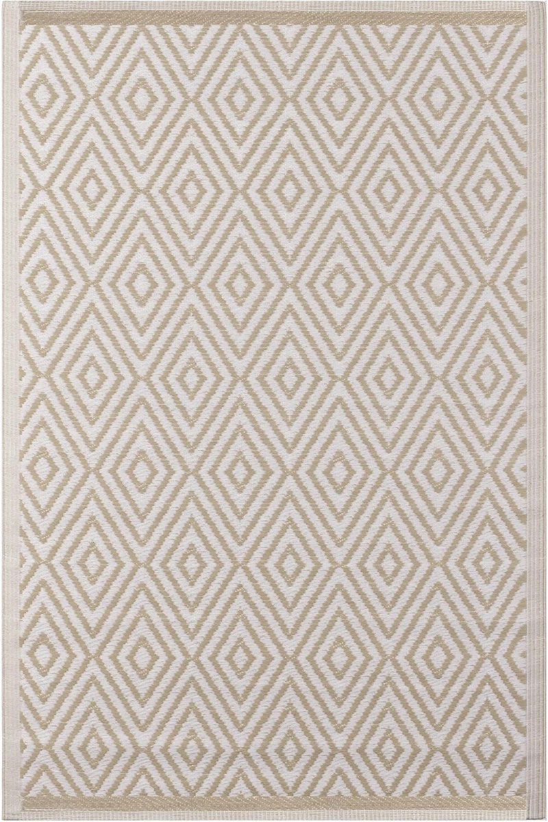 Terrastapijt 120 x 180 cm - Buitentapijt voor Terras Balkon en Tuin - Weerbestendig & Lichtgewicht Buitentapijt in Beige