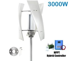3000W Verticale Windmolen Turbine – Windgenerator – Windkrachtgenerator – Energie Generator – Windenergie Systeem – 12V Variant – Hybride MPPT Controller – Duurzame Aluminium Behuizing
