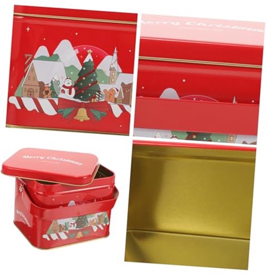 4 Stuks Kerst Thema Blik Doos Ronde Snoep Koekjes Dozen Feestartikelen Voor Opslaan Snoepjes Koekjes Behandelen Kleine Gift En Meer